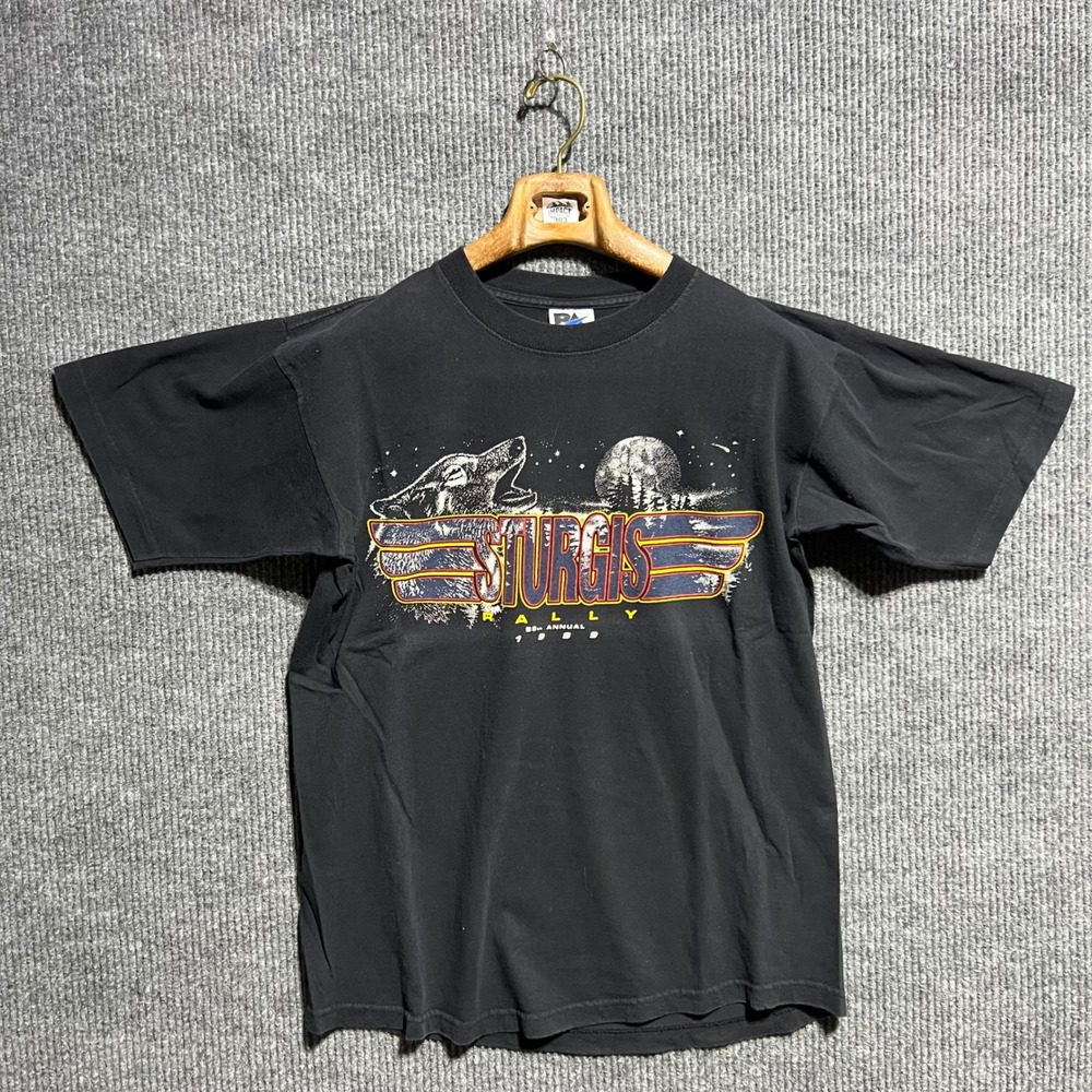 Vintage Sturgis Rally T Shirt Mens L Black 1999 Wolf Eagle Biker Tee 90s USA